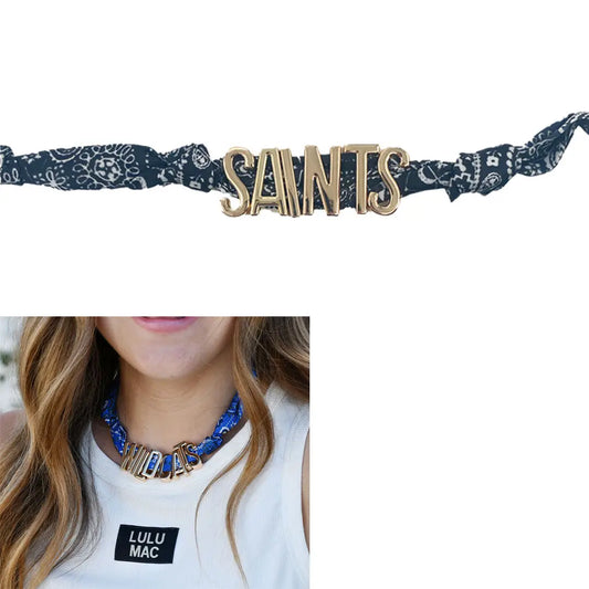 Pre-order Lulu Mac Charm Scarf Necklace - Saints