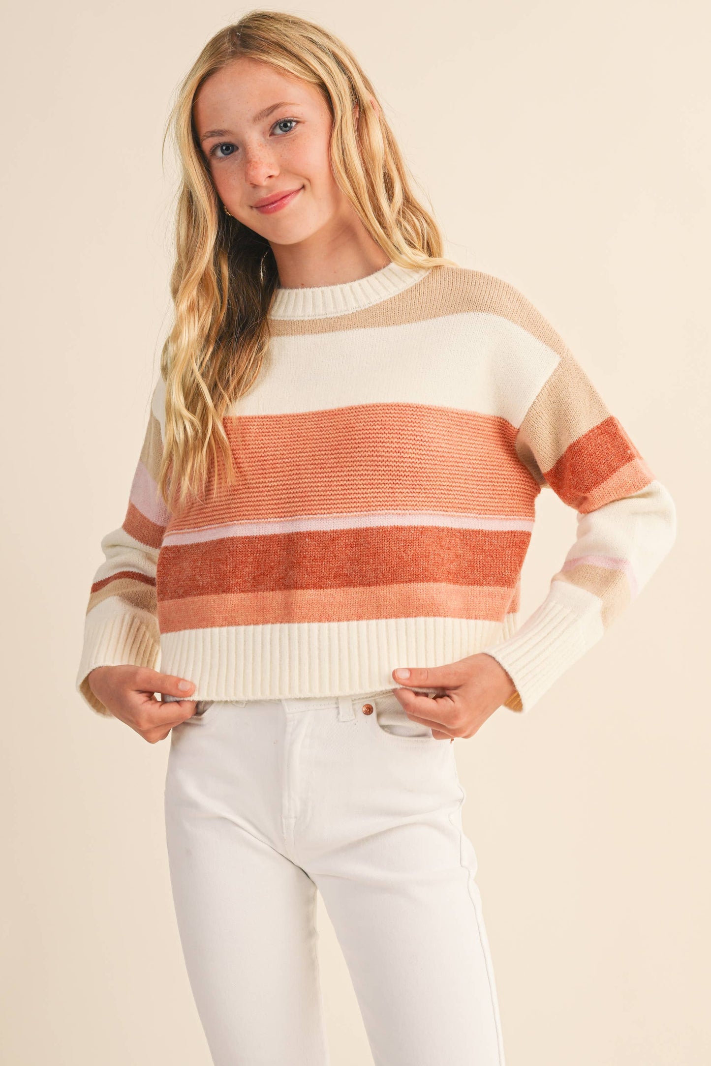 Girls: Stripe Cropped Sweater