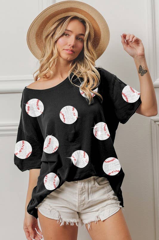 Sequin Baseball Tee