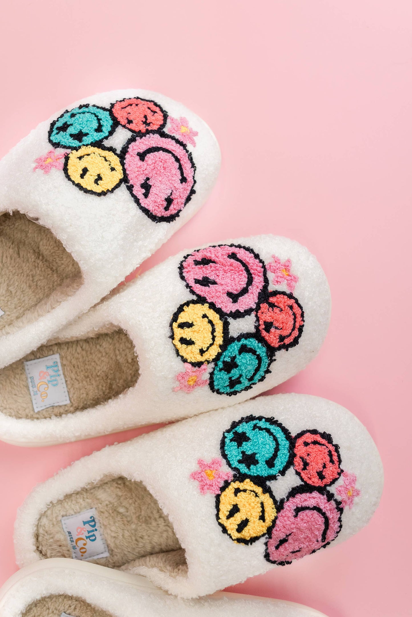 Retro Floral Smiley Face Slippers