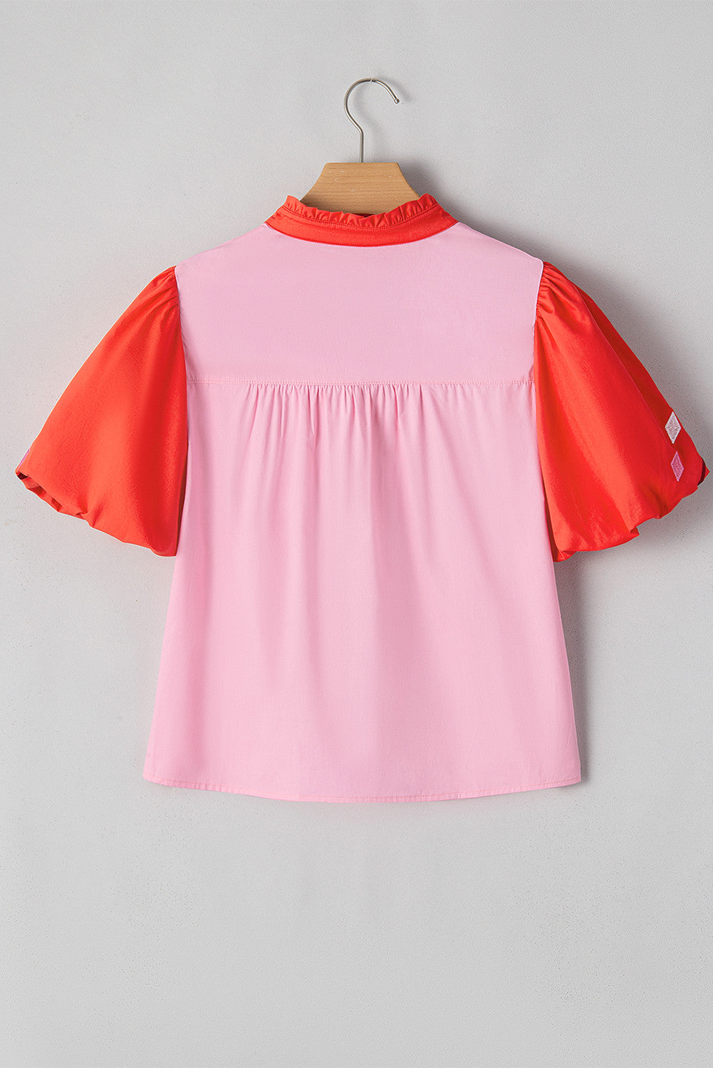 Pink and Red Embroidered Top