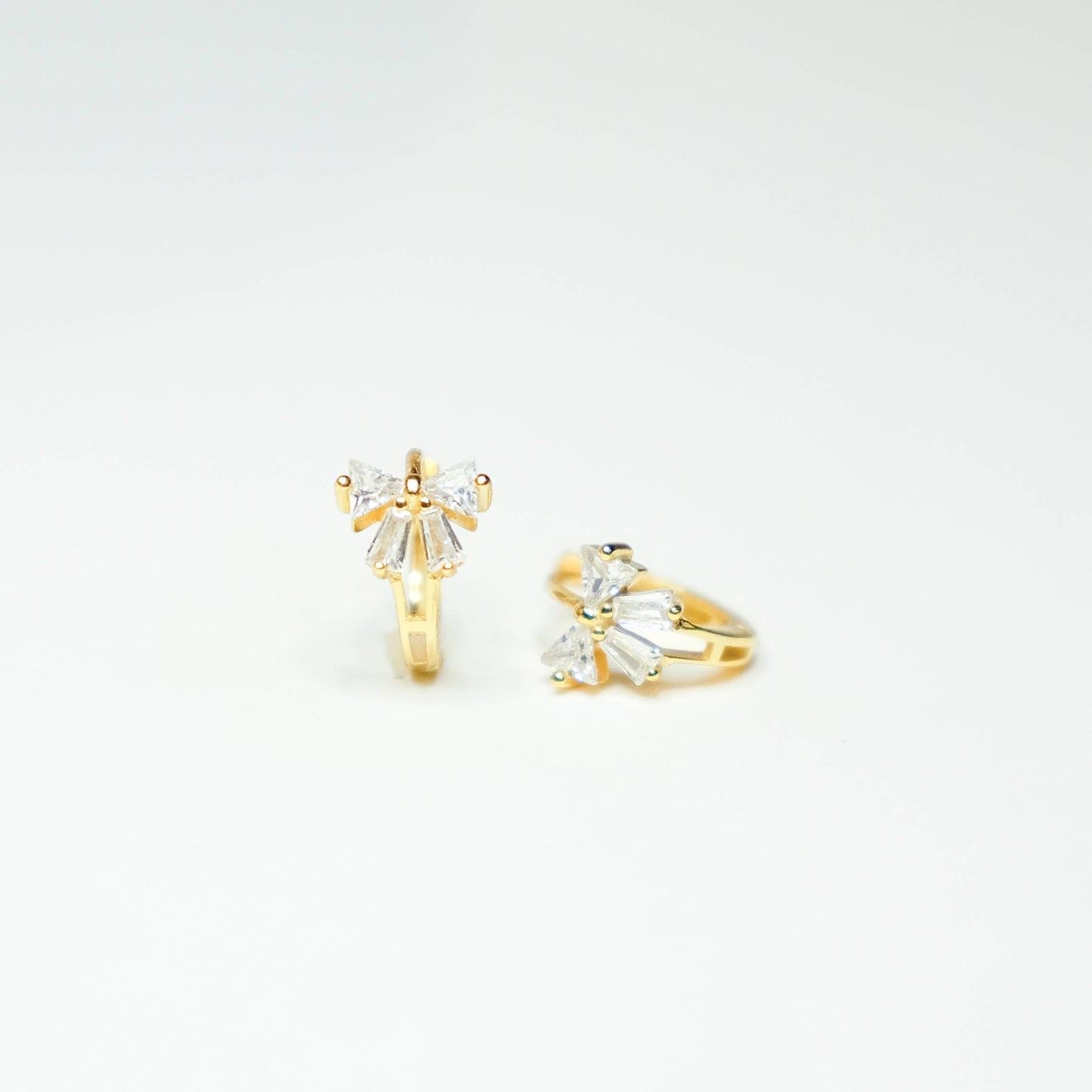 Crystal Bow Huggie Earrings
