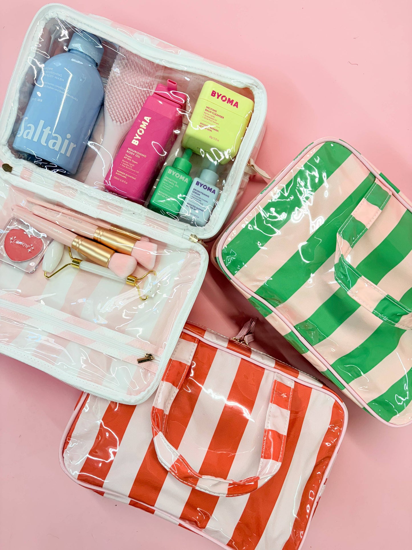 Gloss & Go - Colorful Stripe Wipeable Travel Cosmetic Case
