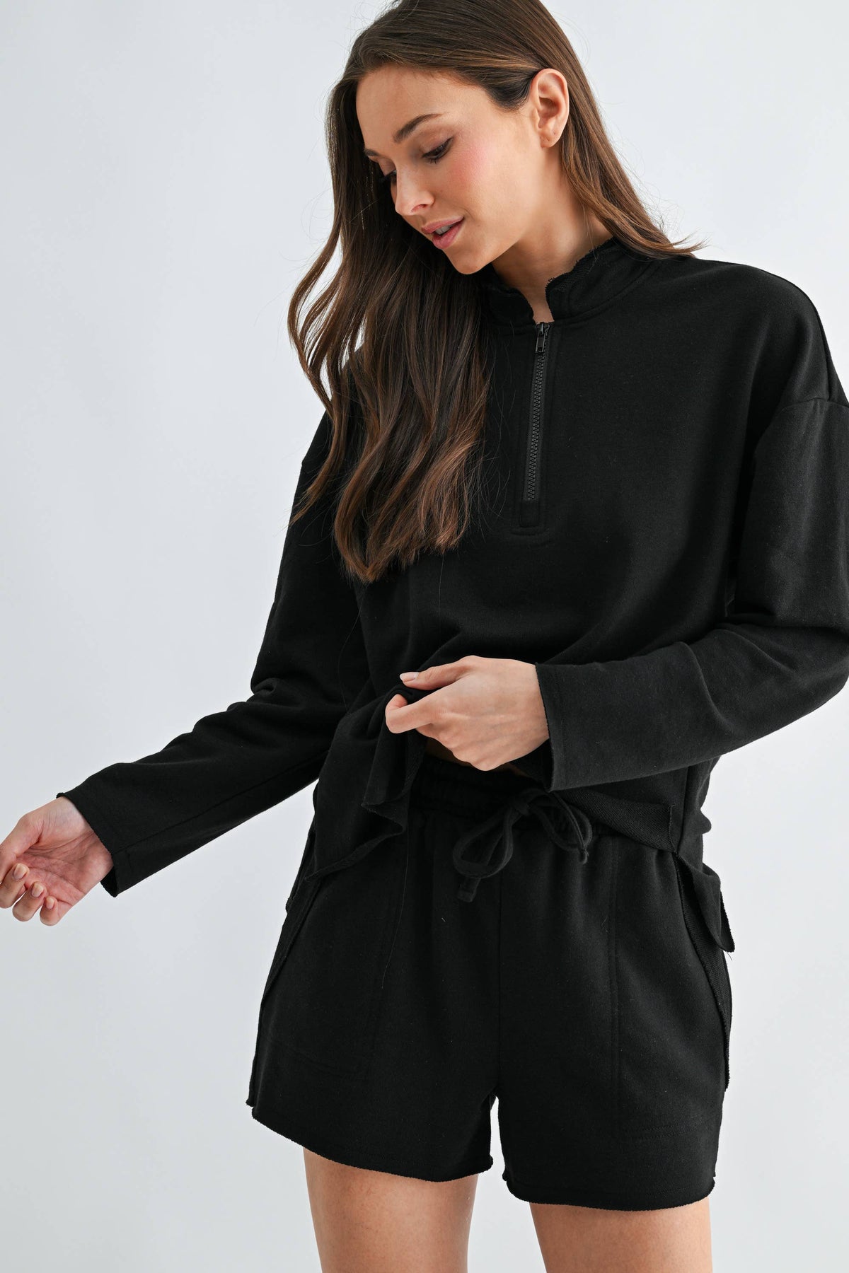 Black Half-Zip Set