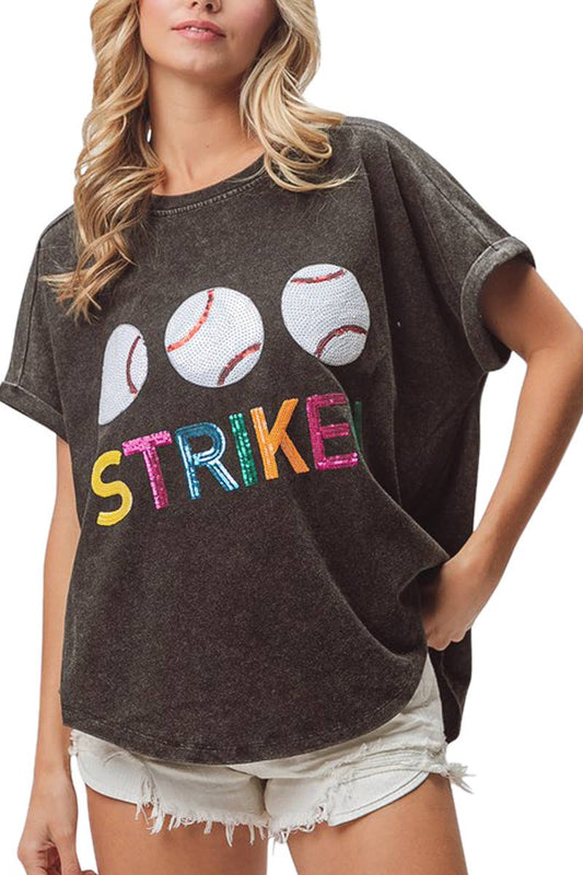 Sequin Baseball Strike Top