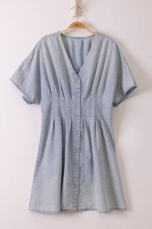 Mineral Washed Chambray Mini Dress
