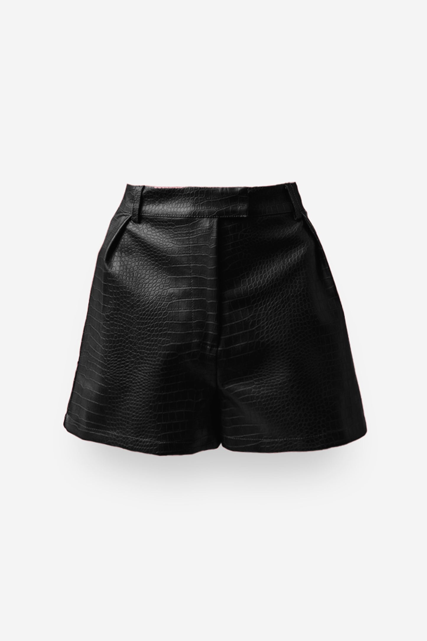 Crocodile Faux Leather High-Waisted Shorts