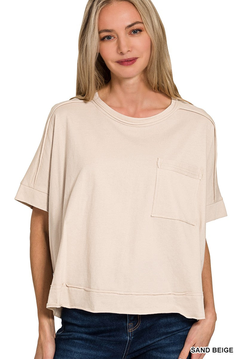 Crop Boxy Pocket Tee (5 Colors)