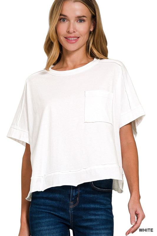 Crop Boxy Pocket Tee (5 Colors)