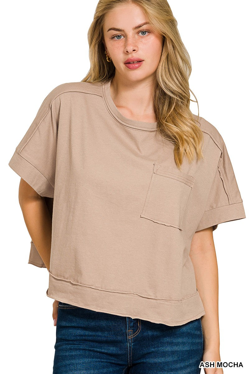 Crop Boxy Pocket Tee (5 Colors)