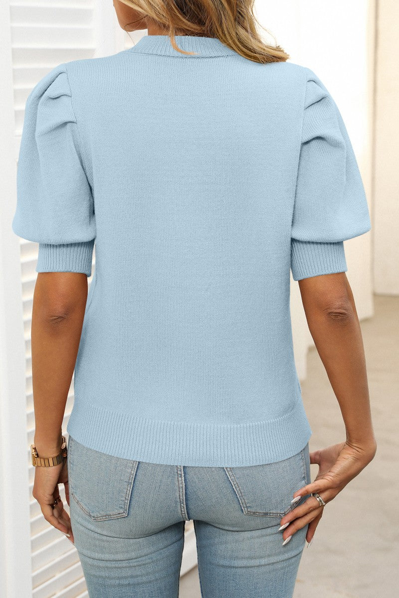 Pre-Order Sky Puff Sleeve Knit Top