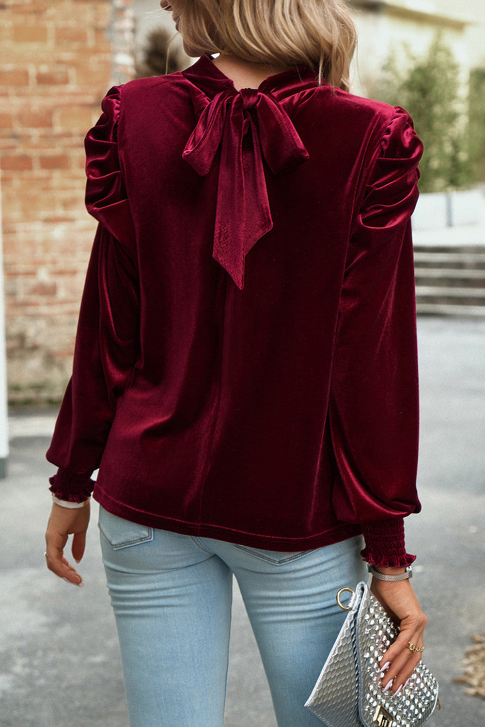 Cranberry Velvet Top