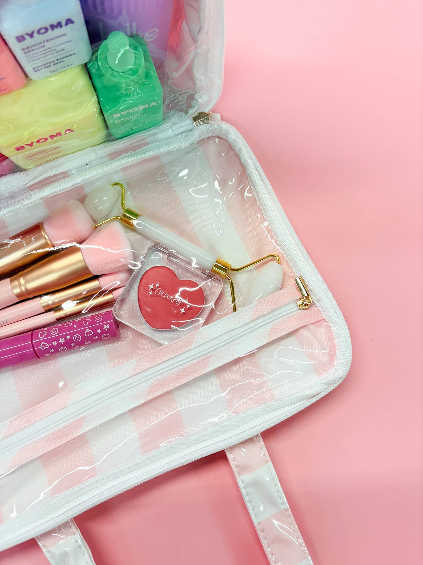Gloss & Go - Colorful Stripe Wipeable Travel Cosmetic Case