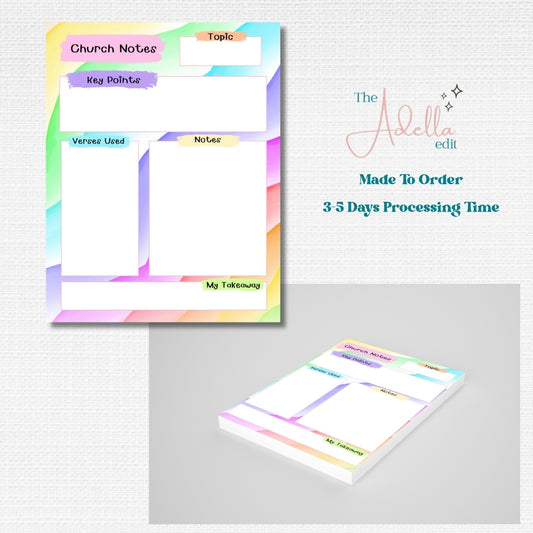 Church Notes Notepad - Watercolor Bright