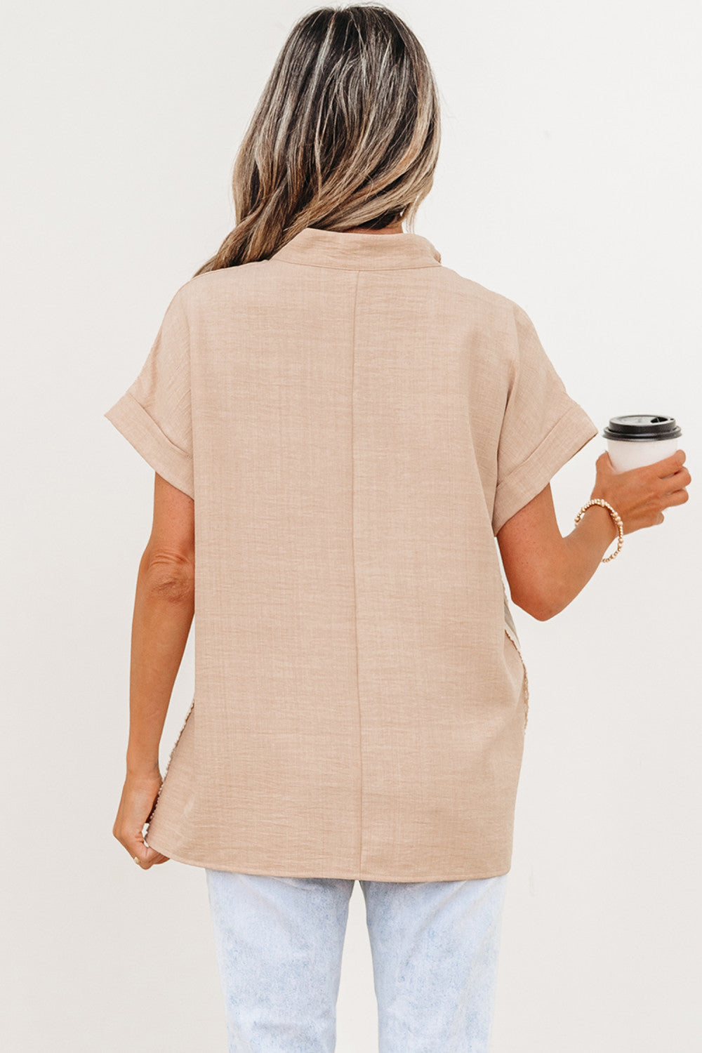Pre-order Taupe Lace Trim Top