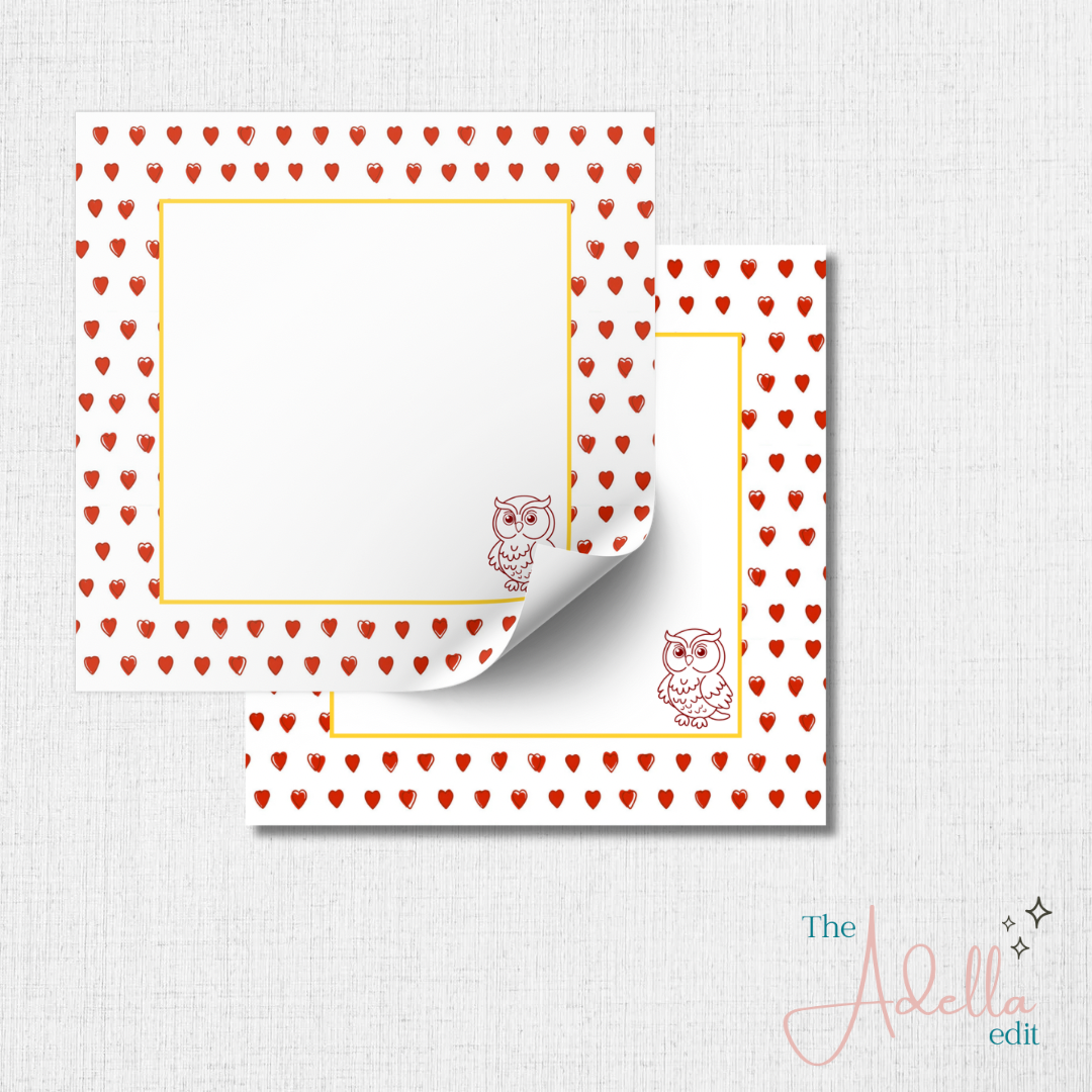 "Greek Edition" Hearts Notepad - Owl