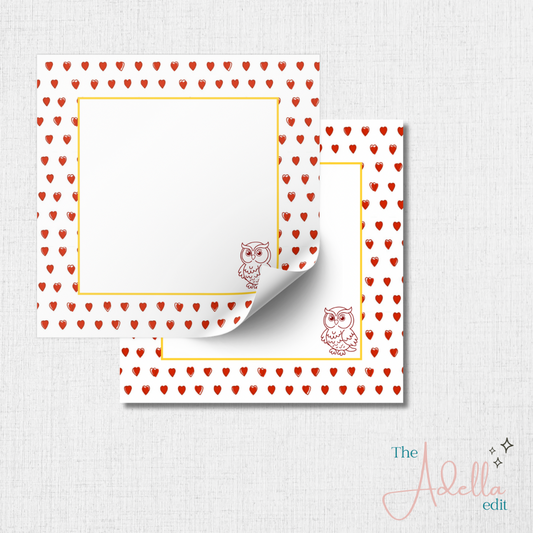 "Greek Edition" Hearts Notepad - Owl