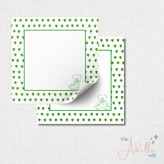"Greek Edition" Hearts Notepad - Teddy Bear
