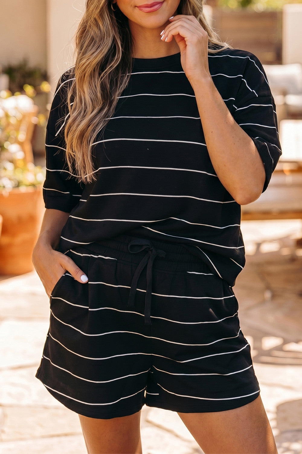 Pre-order Black Thin Stripe Set