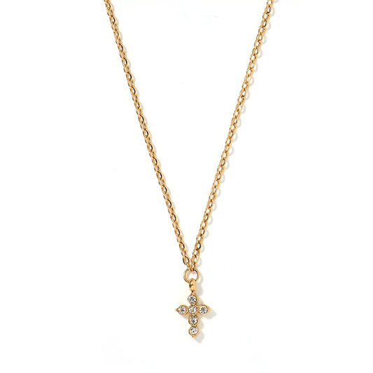 Super Dainty Rhinestone Cross Necklace