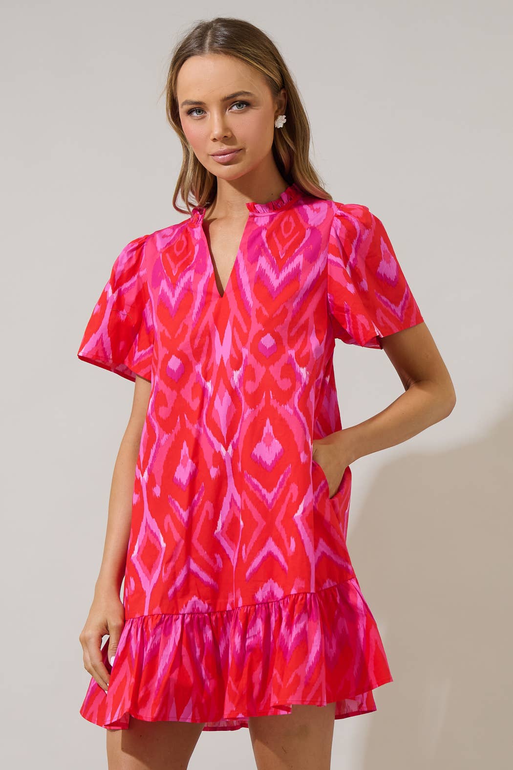 Blevin Ikat Celeste Mini Dress