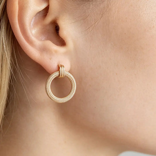 Gold Braided Loop Earrings