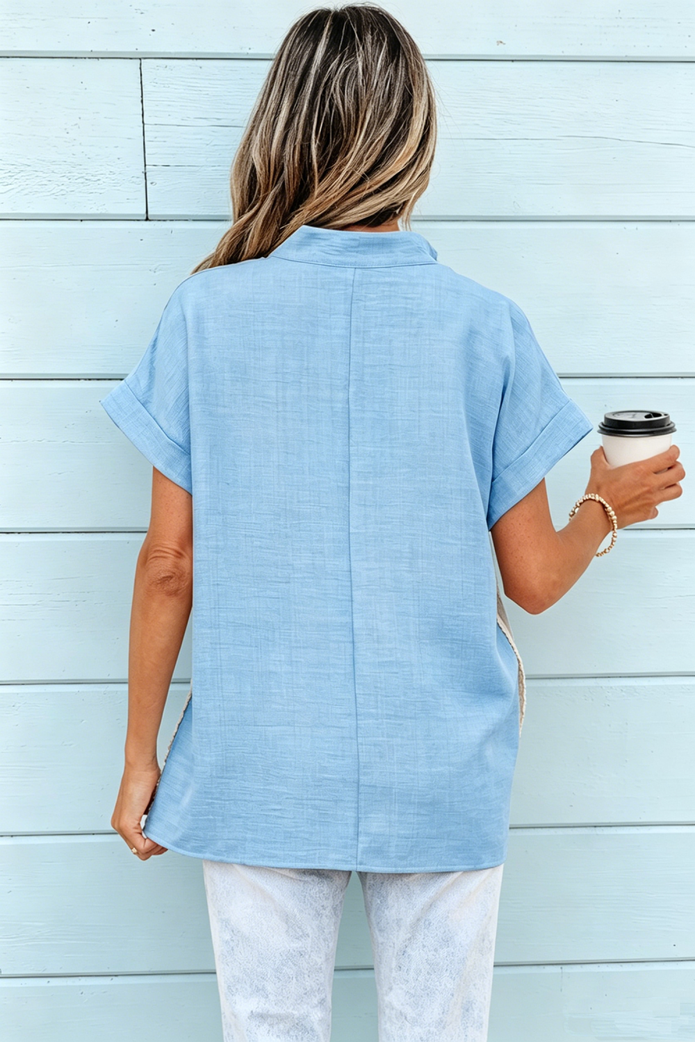Pre-order Blue Lace Trim Top