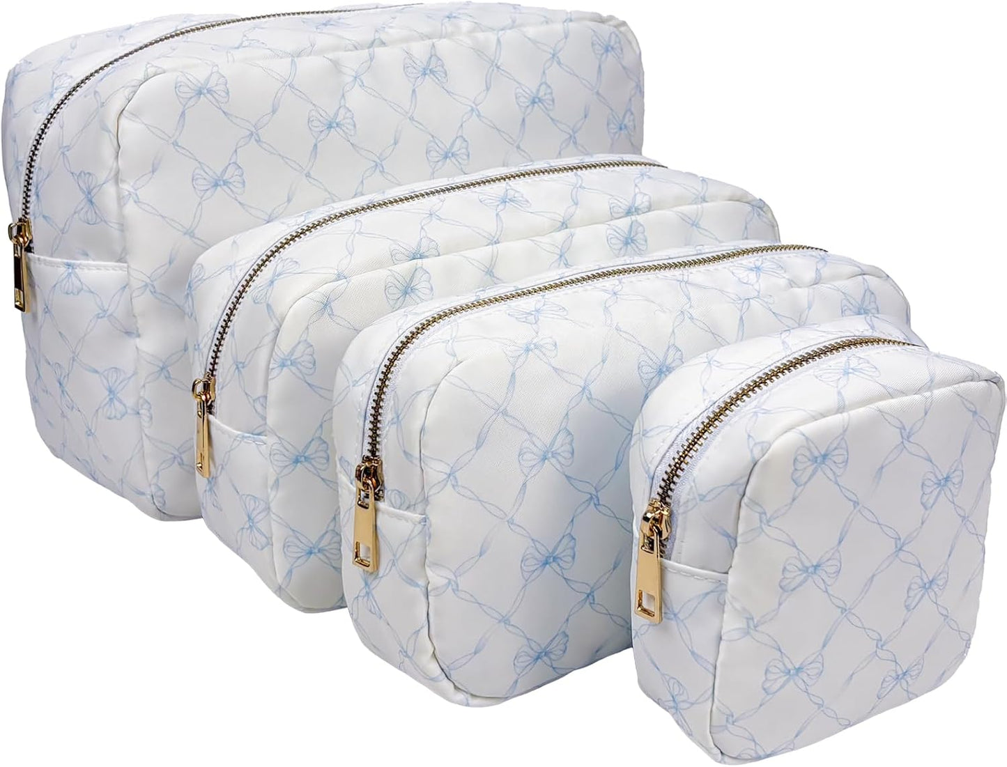 Pre-order 4PC Nylon Cosmetic Bags - Blue Bow