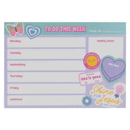 Shine For Jesus Planner Pad for Girls