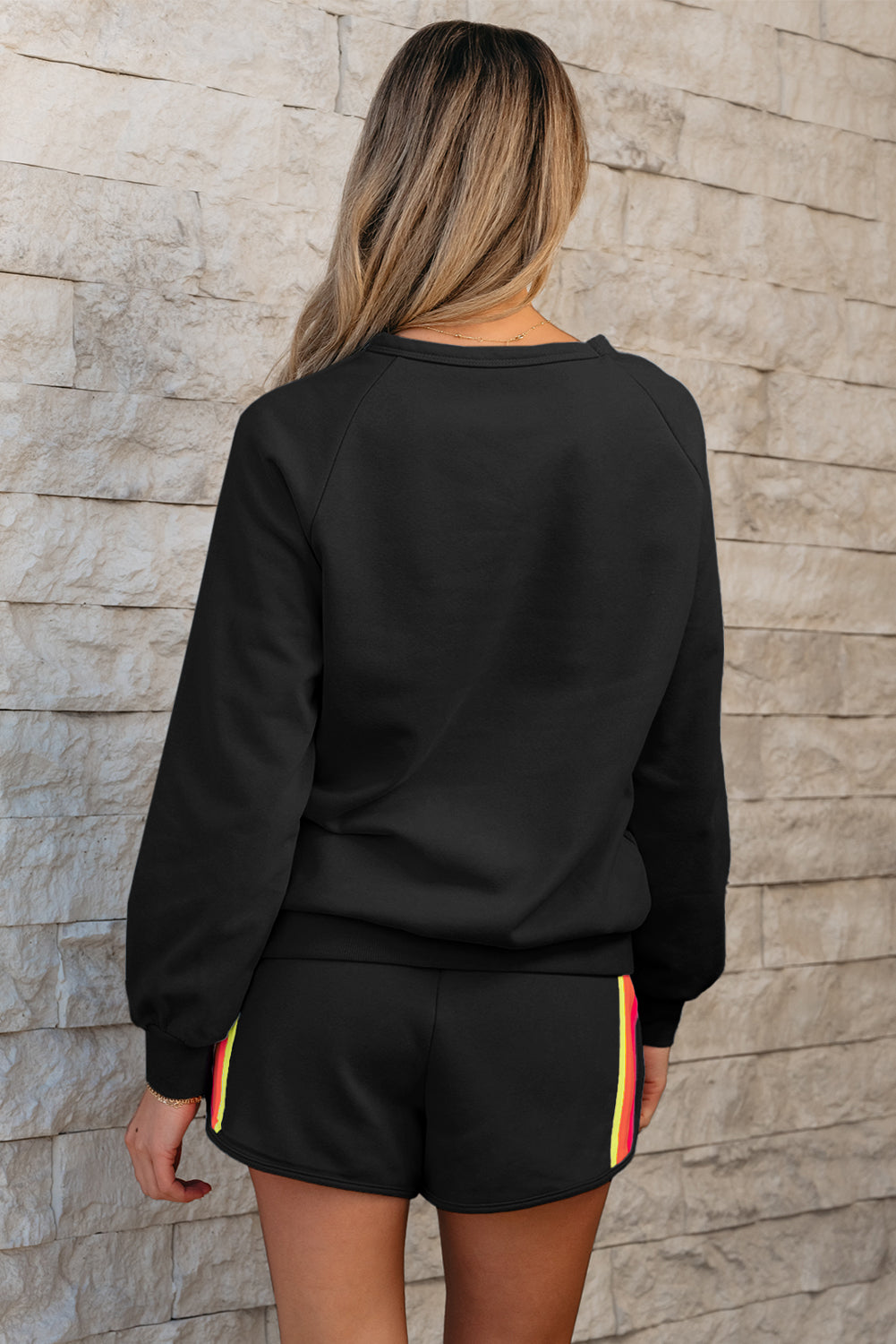 Pre-order Black Bright Stripe Short Set