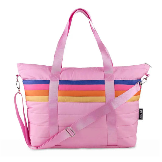 Pink Puffer Stripe Tote
