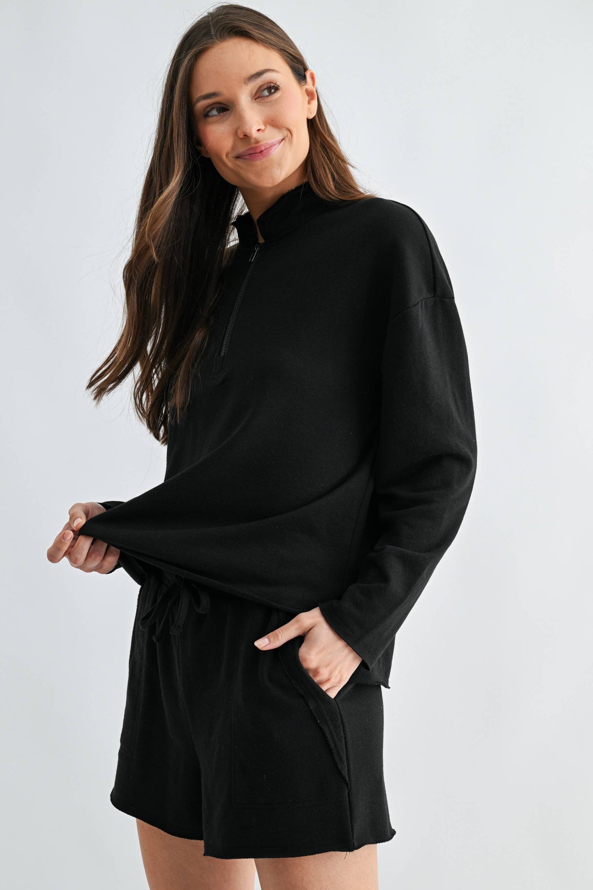 Black Half-Zip Set