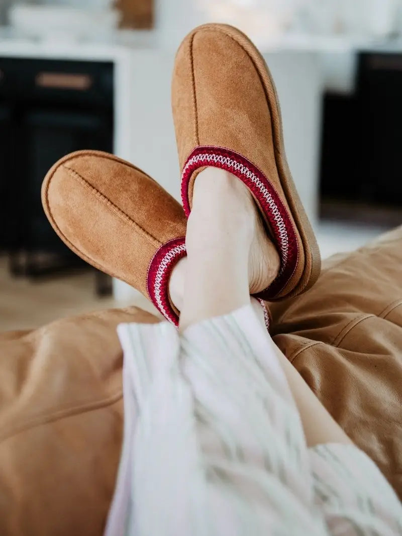 Pre-order Chestnut Embroidered Slippers