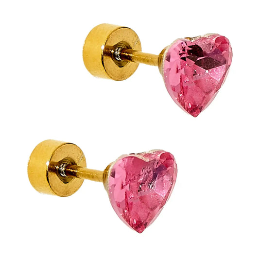Pre-order Screwback Studs- Candy Heart - Hot Pink