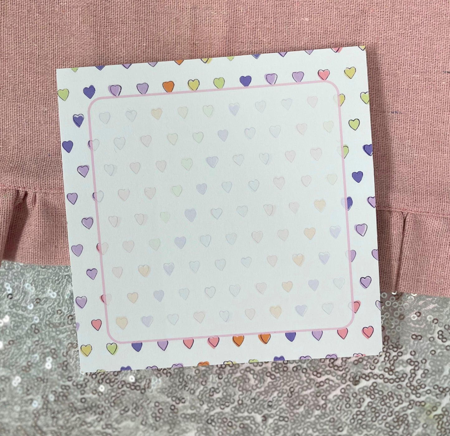 Pastel Hearts Square Notepad