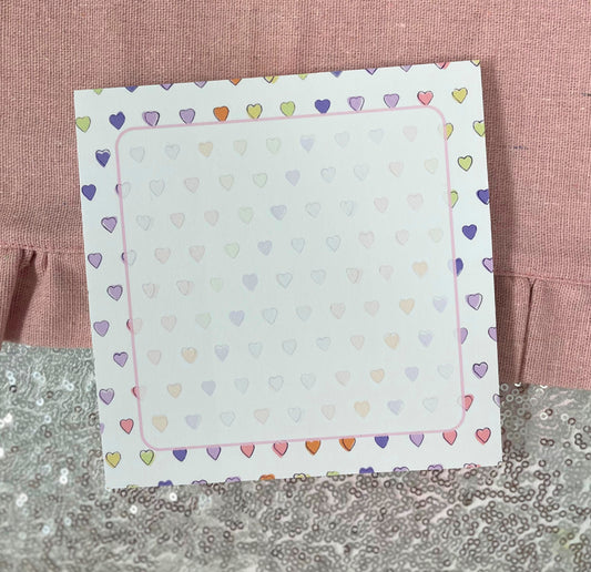 Pastel Hearts Square Notepad