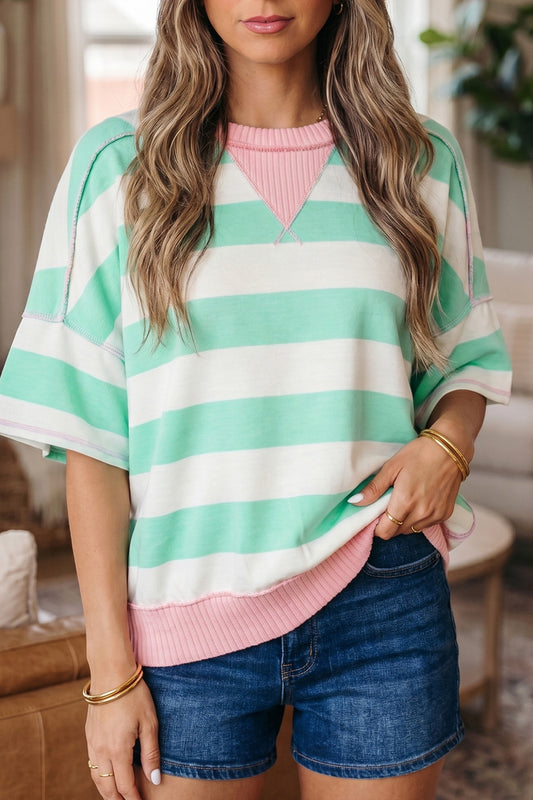 Pre-order Mint Stripe Oversized Tee
