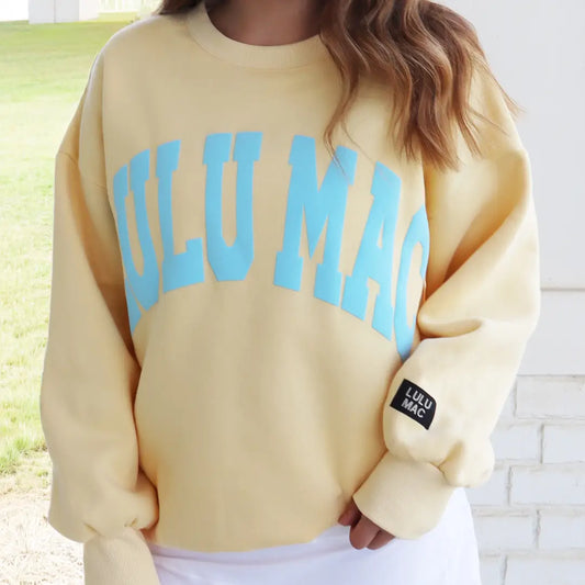 Lulu Mac Sweatshirt - Butter Yellow with Light Blue