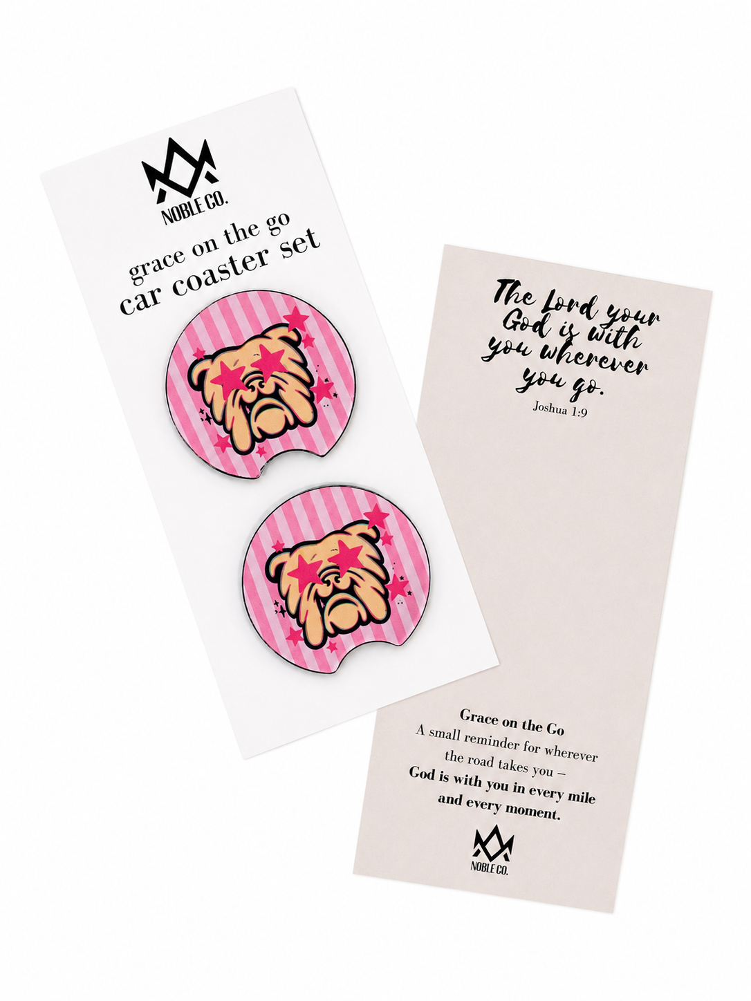 Grace on the Go Car Coaster Set - Preppy Bulldog