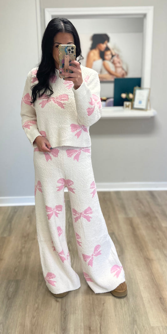 Bow Print Cozy Pajama Set