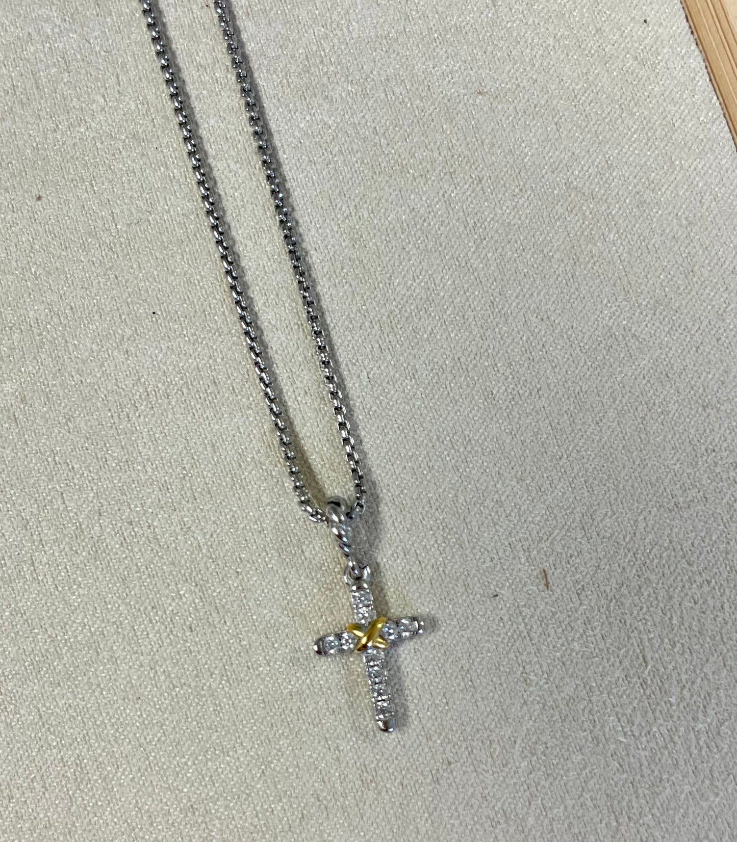 Petite Stone Cross Necklace (dy)