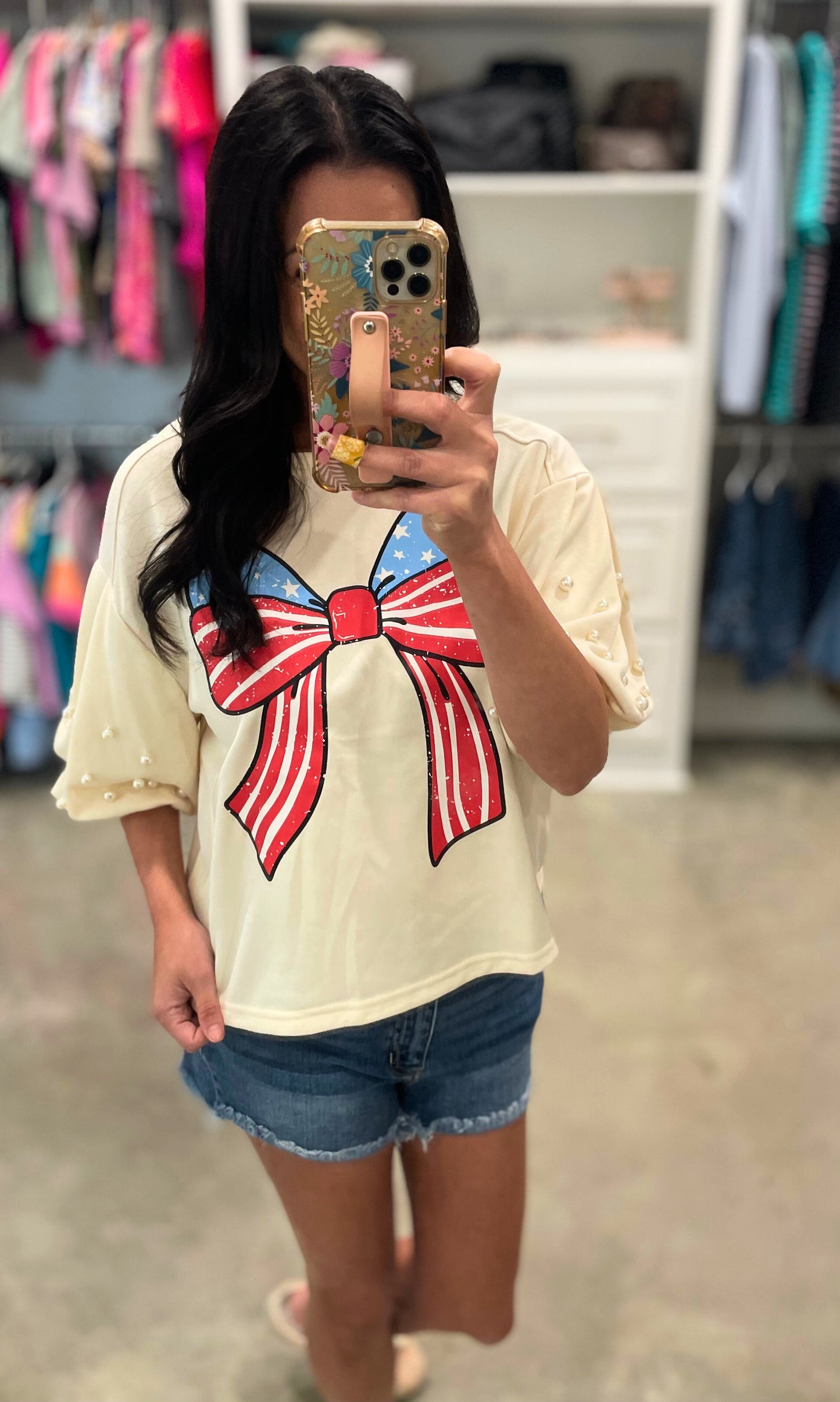 Flag Bow Cropped Top
