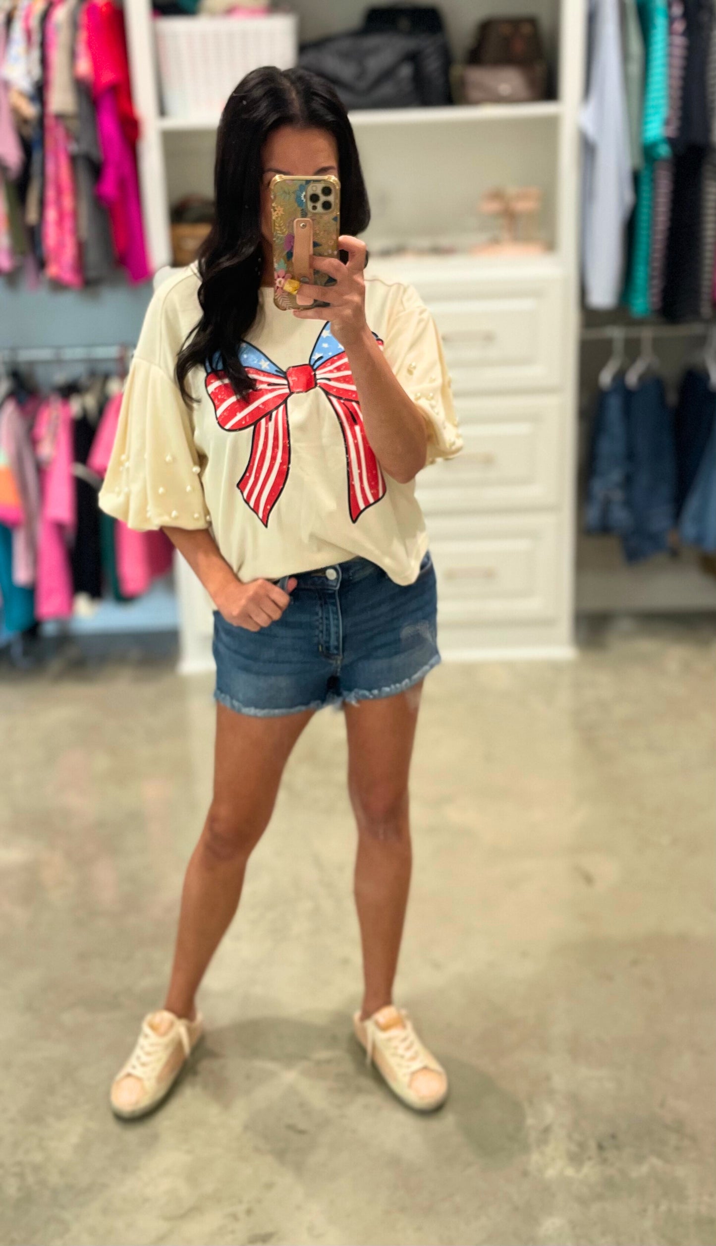 Flag Bow Cropped Top