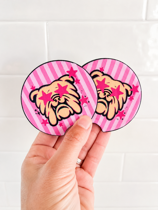 Grace on the Go Car Coaster Set - Preppy Bulldog