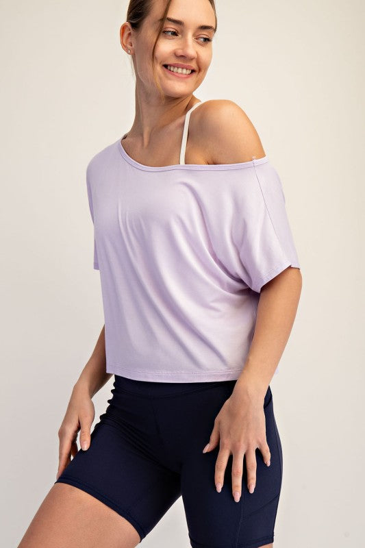 Cropped Off The Shoulder Tee - Lilac