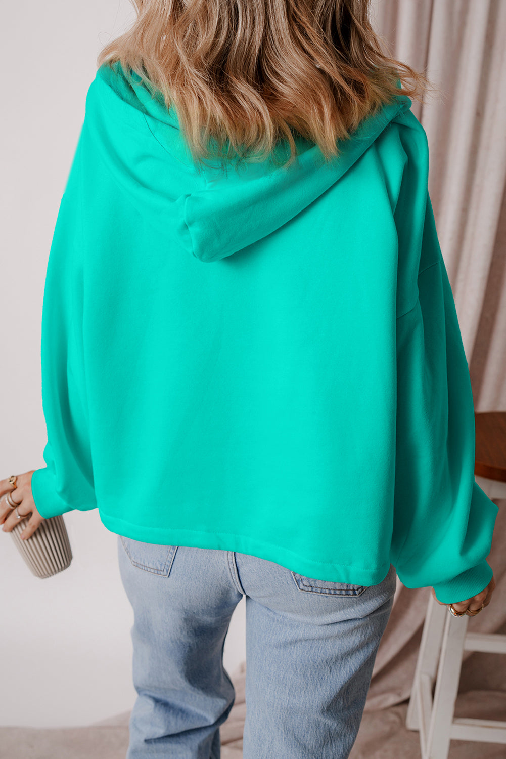 Turquoise Fleece Lined Hoodie