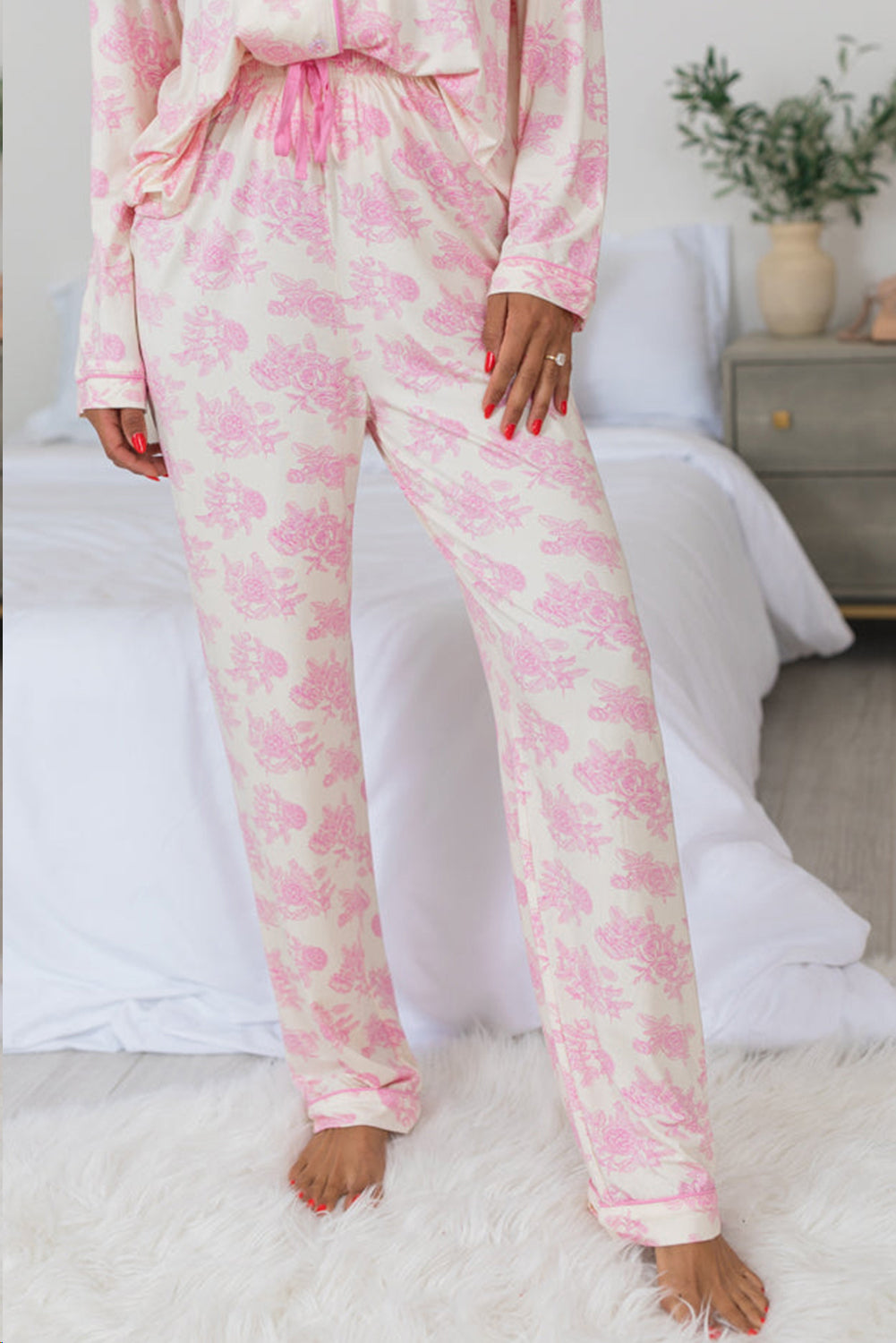 Pink Flower Pajama Set