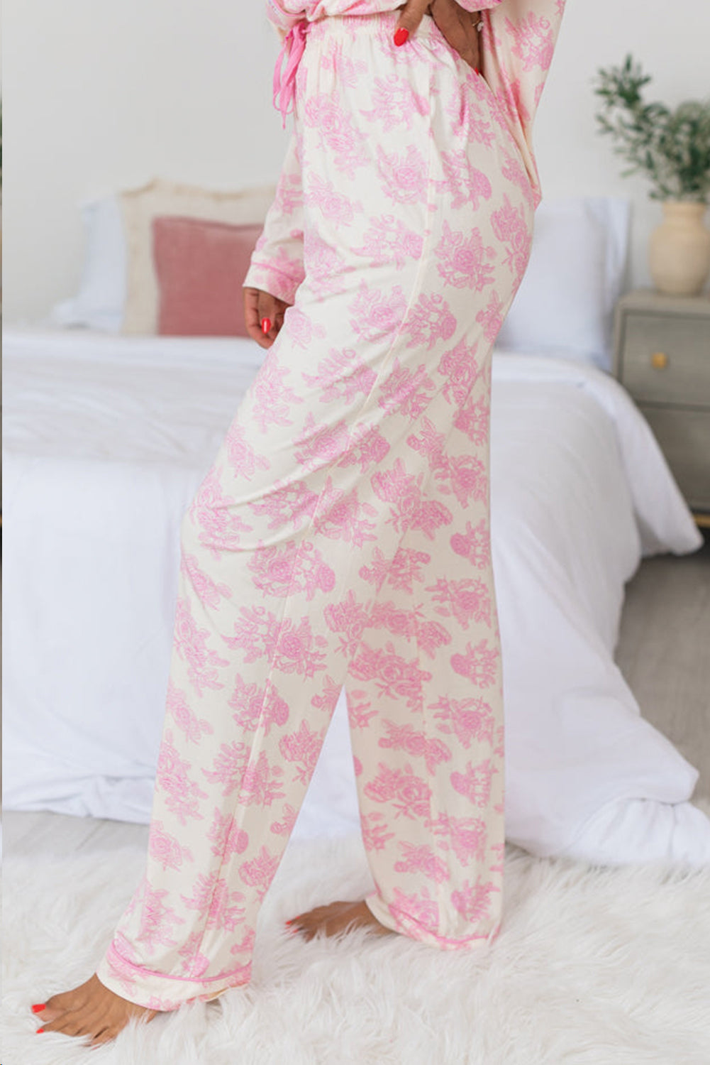 Pink Flower Pajama Set