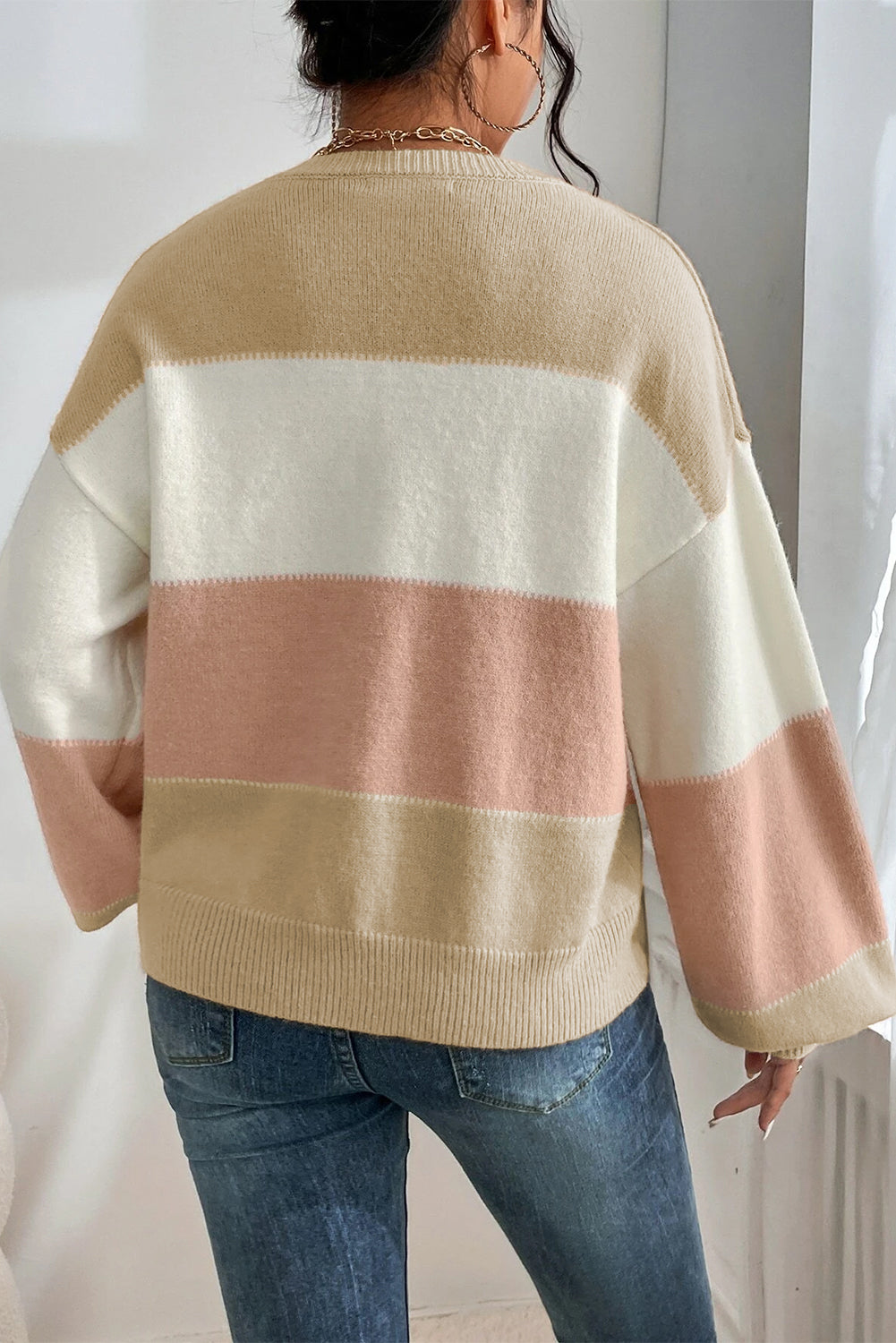 Dusty Pink and Cream Sweater