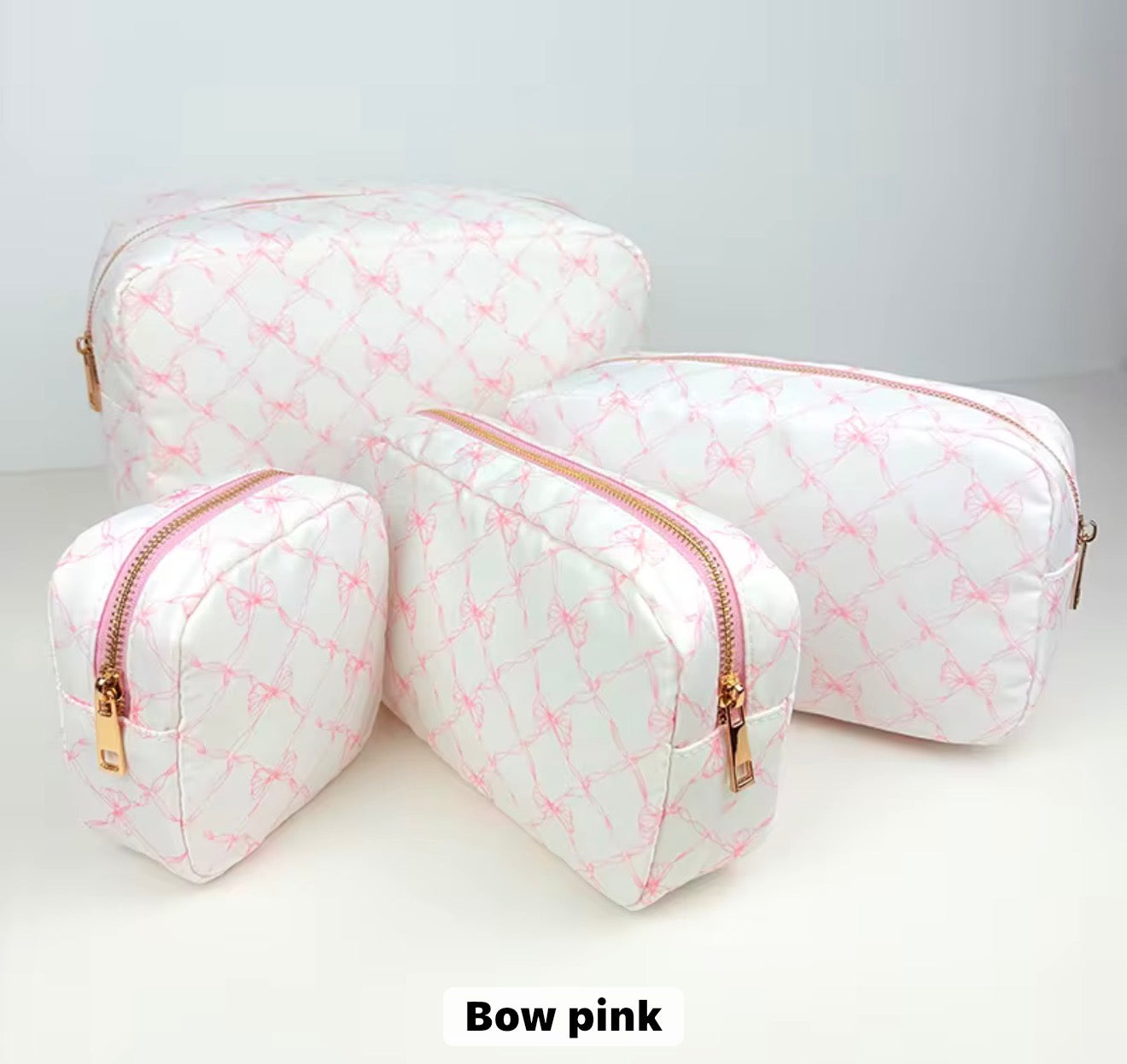 Pre-order 4PC Nylon Cosmetic Bags - Pink Bow